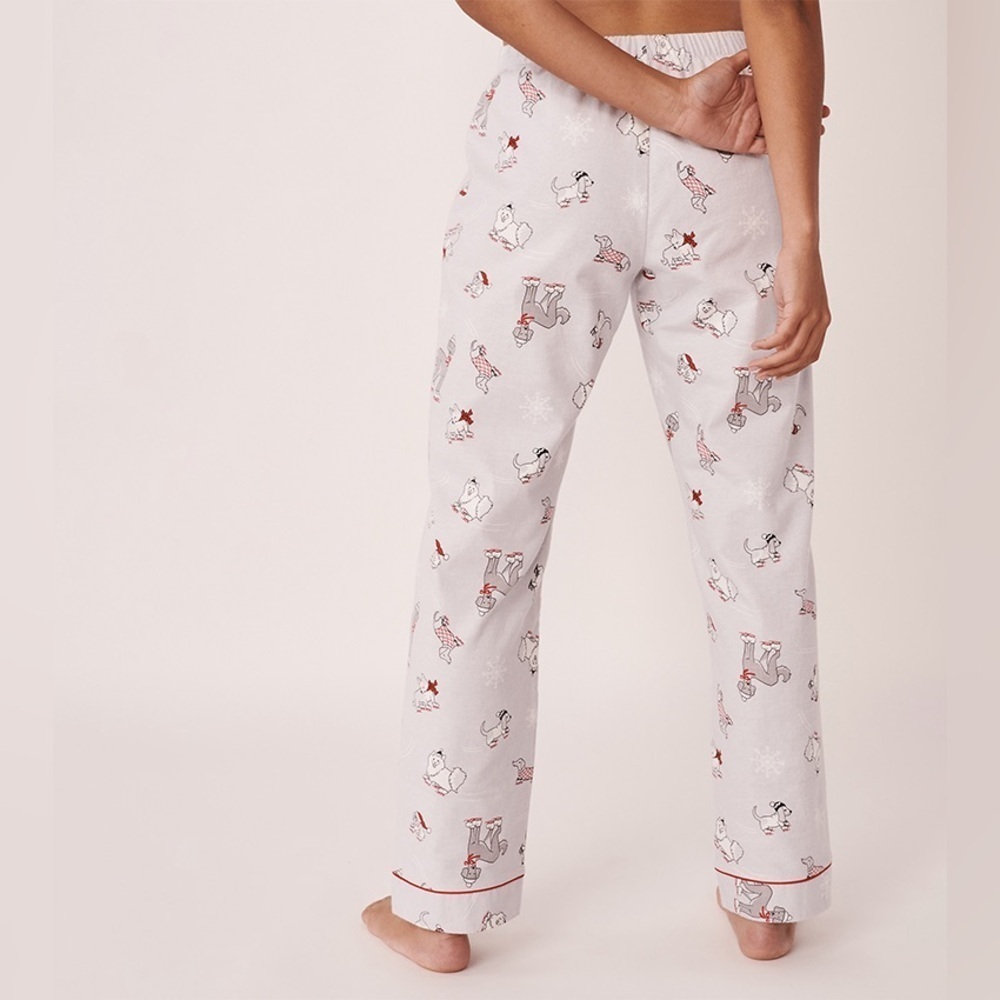 La Vie en Rose Christmas Dogs Winter Snow Gray Pajama Set Cotton Fleece Sz S - Picture 4 of 16